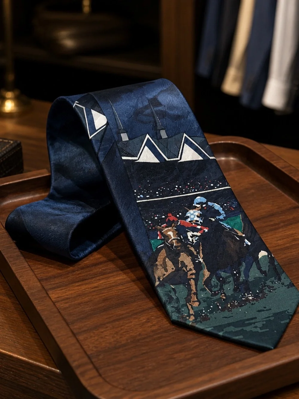 100% Pure Silk Tie Handmade  Limited Edition Kentucky Derby Collectible Jockey